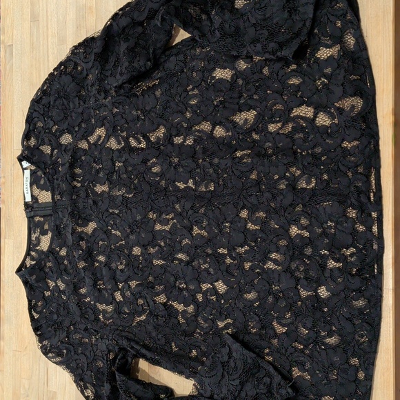 Aritzia Babaton Black Lace Long Sleeve Top With Crew Neck Size M - Picture 6 of 9